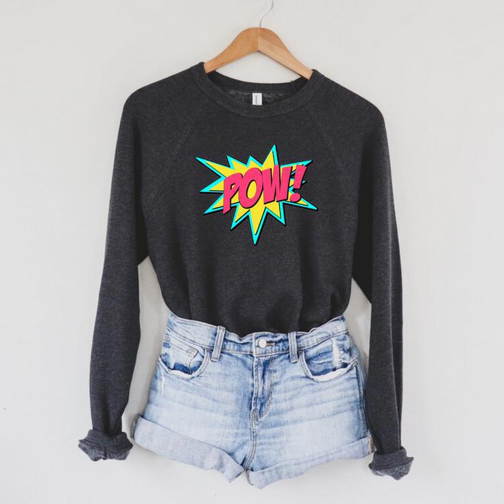 Pow Retro Comic Book Art Superhero Bubble Premium Raglan Sleeve Sweatshirt