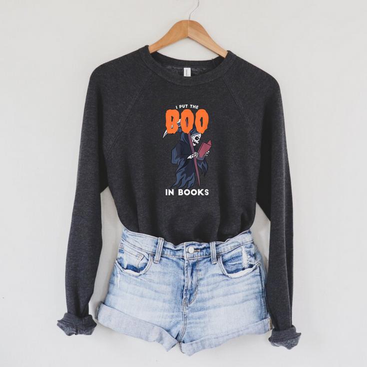 I Put The Boo In Books Halloween Librarian Raglan Sleeve Sweatshirt