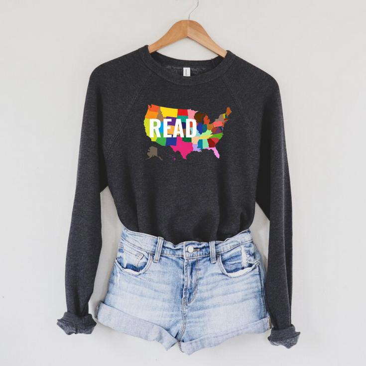 Read America Shirt United States Read Books Raglan Sleeve Sweatshirt