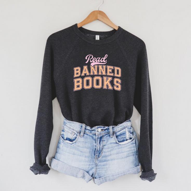 Read Banned Books Retro Varsity Aesthetic Reading Raglan Sleeve Sweatshirt