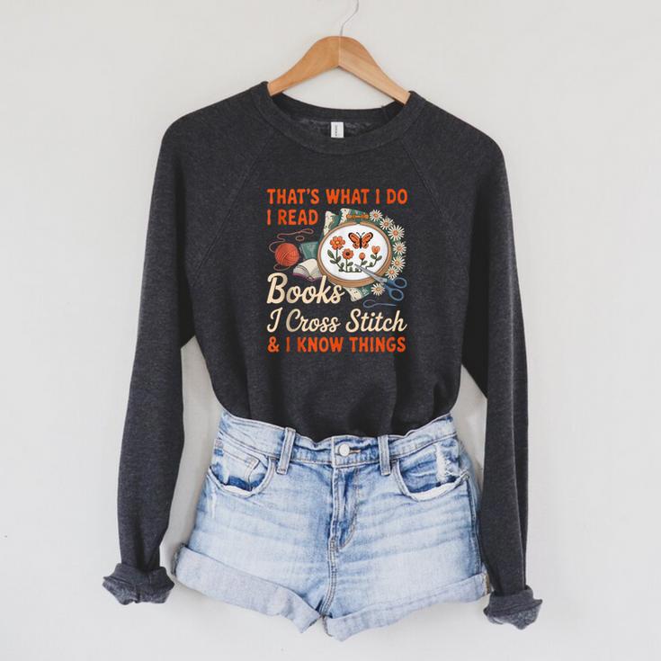 Read Books I Cross Stitch Sewing Stitcher Quilt Cross Stitch Raglan Sleeve Sweatshirt