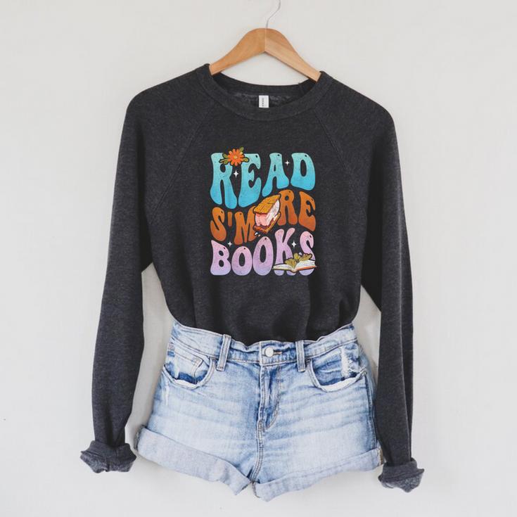 Read S'More Books Cute Campfire For Book Love Raglan Sleeve Sweatshirt