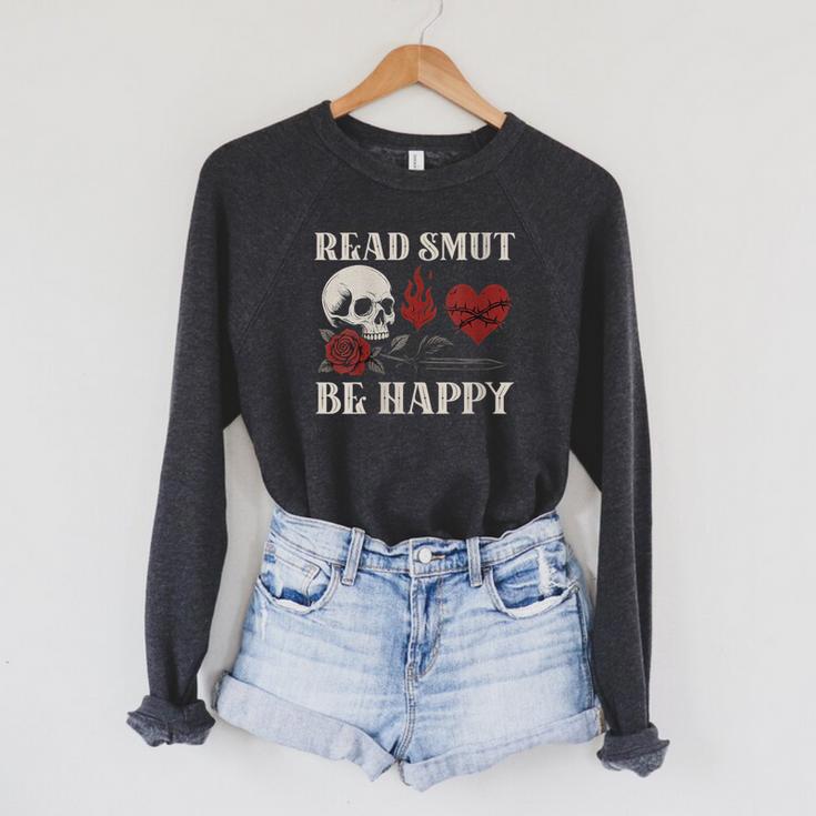 Read Smut Be Happy Dark Romance Merch Smutt Book Lover Women Raglan Sleeve Sweatshirt