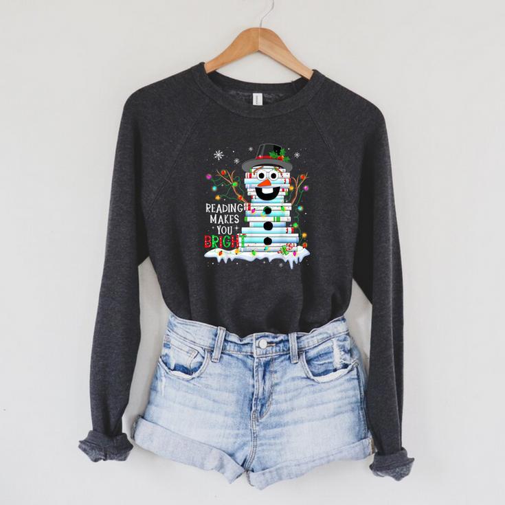 Reading Make You Bright Reader Book Lover Bookworm Christmas Raglan Sleeve Sweatshirt