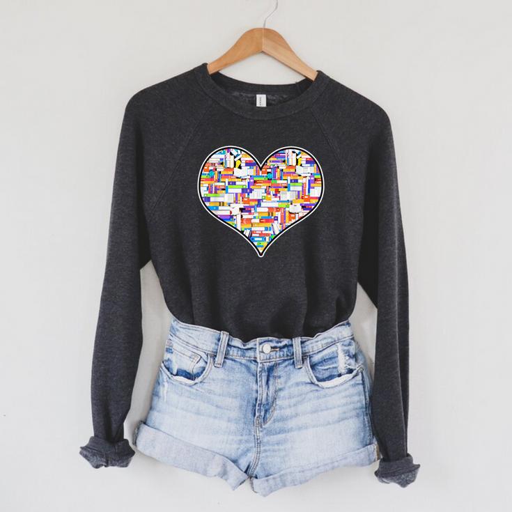 Reading Library Books Lover Heart Librarian Awesome Cute Raglan Sleeve Sweatshirt