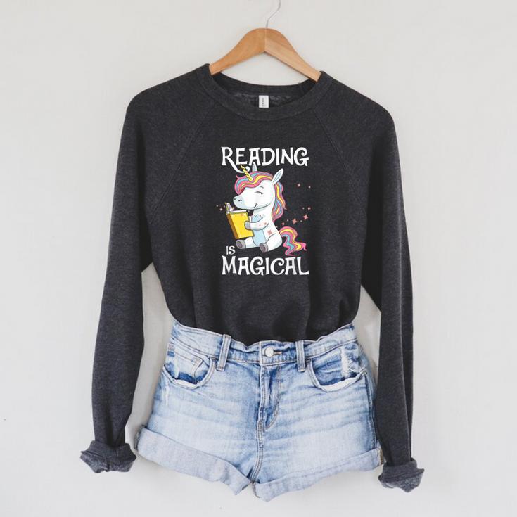 Reading Is Magical Book Lover Unicorn English Teacher Girls Raglan Sleeve Sweatshirt Reading Is Magical Book Lover Unicorn English Teacher Girls Raglan Sleeve Sweatshirt