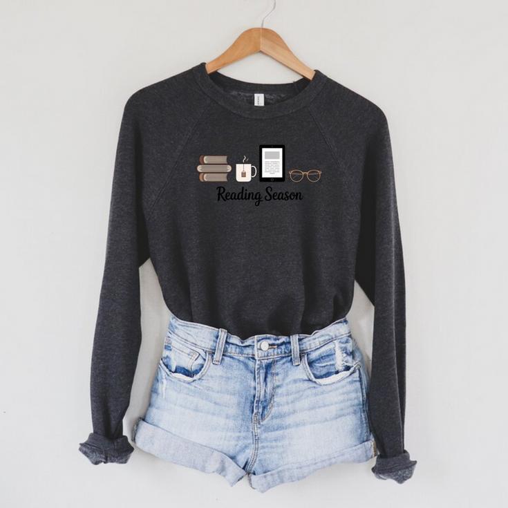 Reading Season Book Lover Librarian Cozy Bookworm Raglan Sleeve Sweatshirt