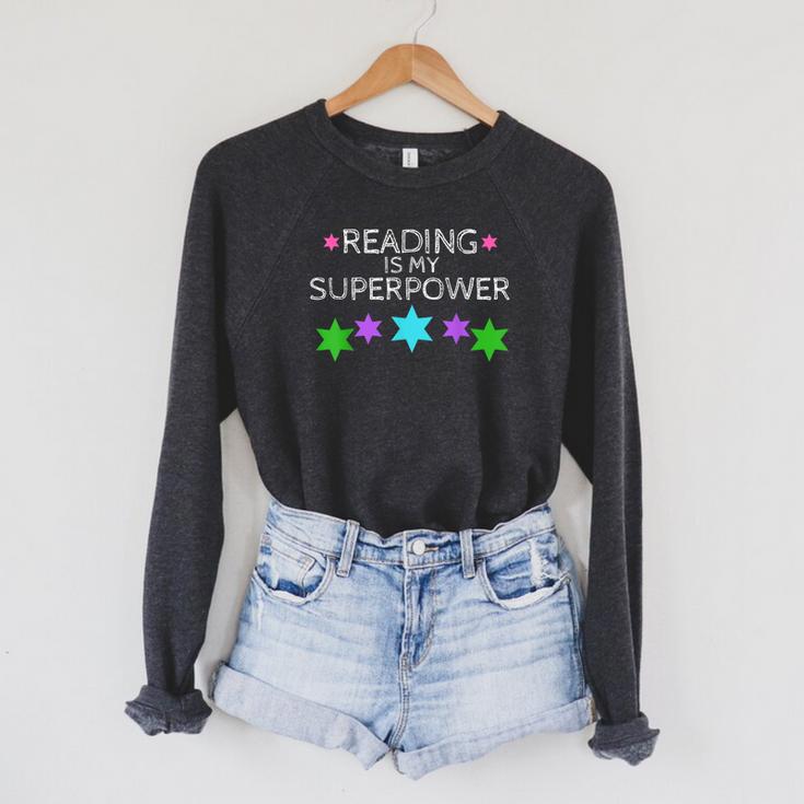 Reading Is My Superpower Boy Girl Book Lover ReaderShirt Raglan Sleeve Sweatshirt