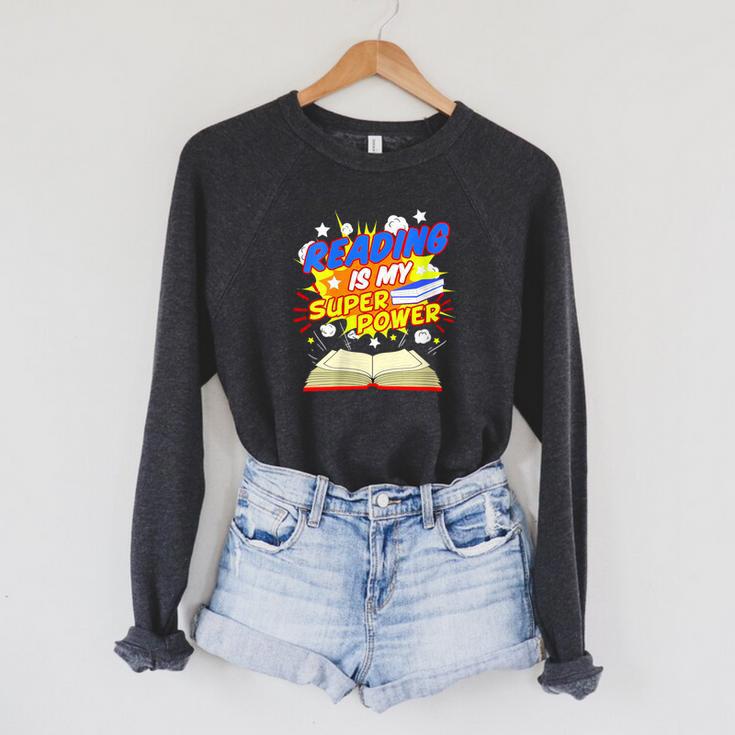Reading Is My Superpower Comic Book Raglan Sleeve Sweatshirt