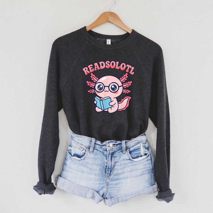 Readsolotl Axolotl Reading Book Bookworm Bookish Girls Kids Raglan Sleeve Sweatshirt Readsolotl Axolotl Reading Book Bookworm Bookish Girls Kids Raglan Sleeve Sweatshirt