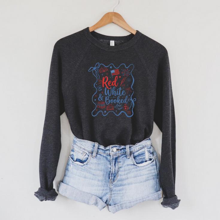 Red And Booked Coquette 4th Of July Book Lover Raglan Sleeve Sweatshirt Red And Booked Coquette 4th Of July Book Lover Raglan Sleeve Sweatshirt