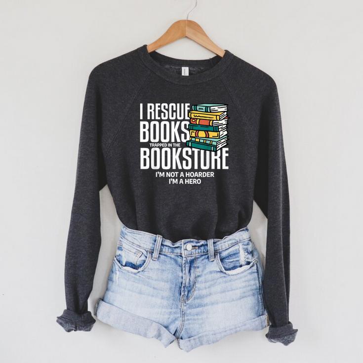 I Rescue Books Trapped Bookstore Book Reader Bookworm Raglan Sleeve Sweatshirt