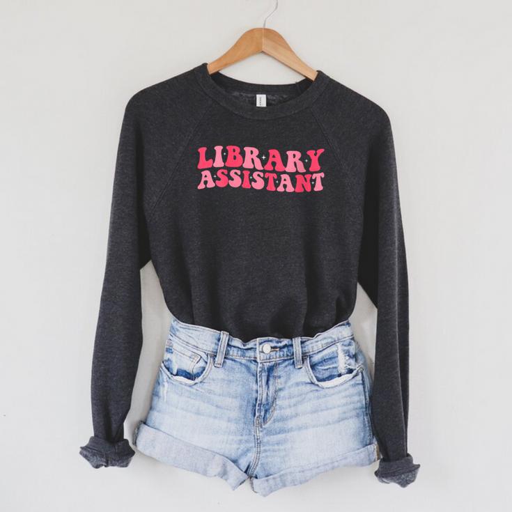Retro Groovy Library Assistant Librarian Reader Books Raglan Sleeve Sweatshirt