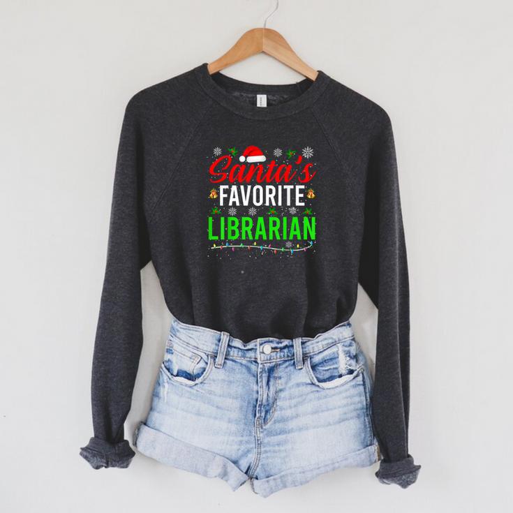 Santa's Favorite Librarian Cute Book Lover Christmas Raglan Sleeve Sweatshirt