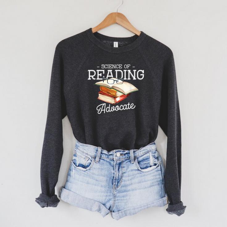 Science Of Reading Advocate Books Literature Book Reader Raglan Sleeve Sweatshirt