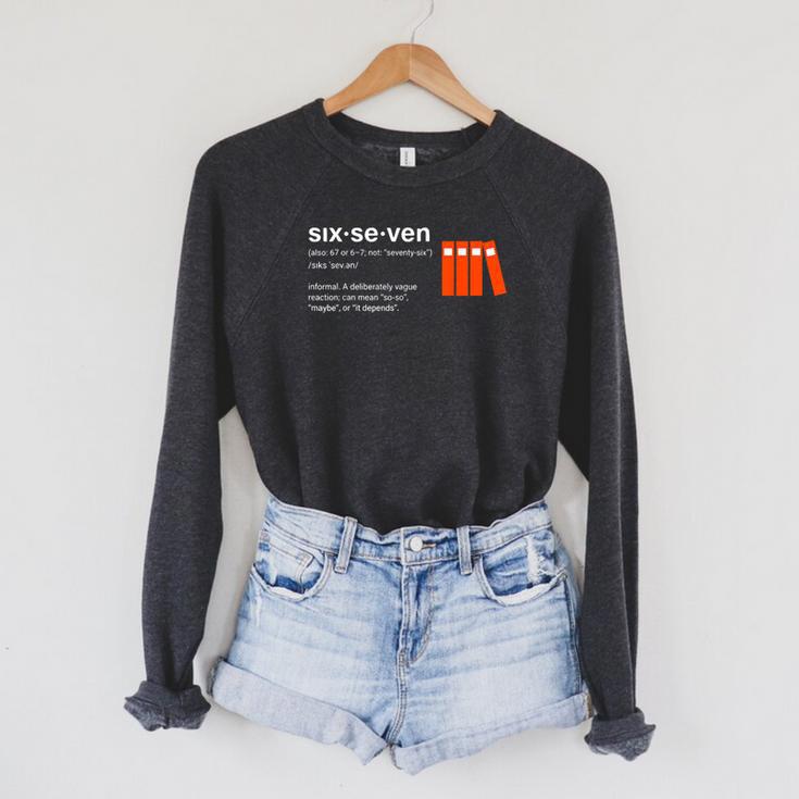 Six Seven Meme Reading Book Lover 6-7 67 Definition Raglan Sleeve Sweatshirt