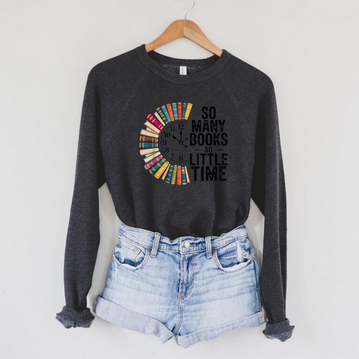 So Many Books Little Time Retro Bookish Book Lover Raglan Sleeve Sweatshirt So Many Books Little Time Retro Bookish Book Lover Raglan Sleeve Sweatshirt
