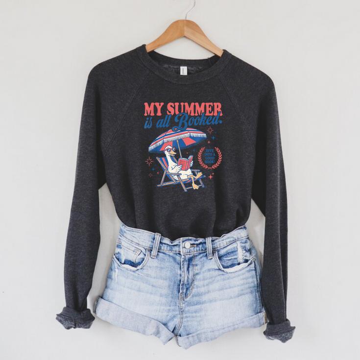 My Summer Is All Booked Silly-Goose Reading Book Bookish Raglan Sleeve Sweatshirt My Summer Is All Booked Silly-Goose Reading Book Bookish Raglan Sleeve Sweatshirt