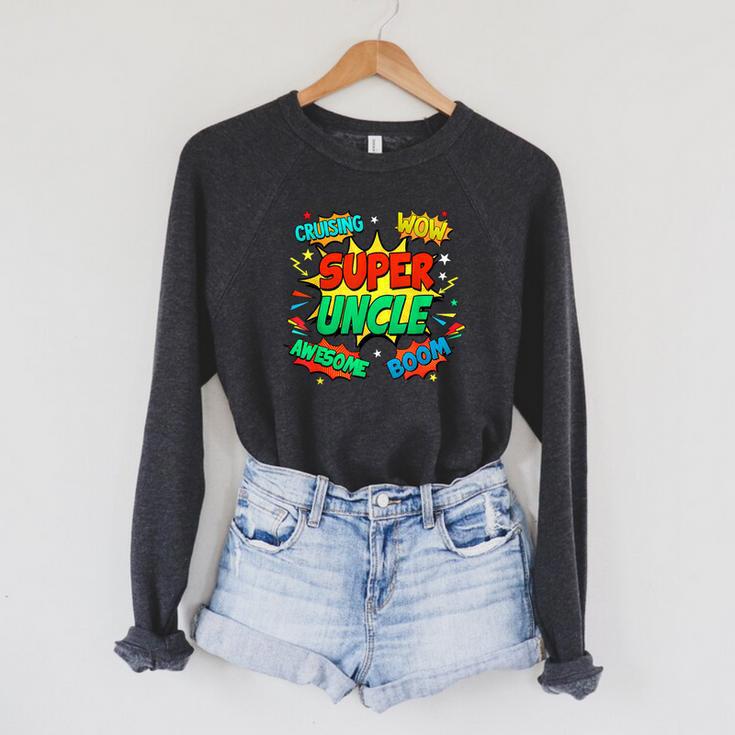 Superhero Uncle Costume For Men Comic Book Birthday Raglan Sleeve Sweatshirt