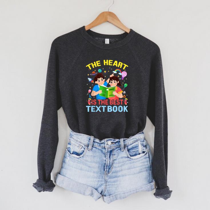Teacher Heart Text Book For Men Women Raglan Sleeve Sweatshirt Teacher Heart Text Book For Men Women Raglan Sleeve Sweatshirt
