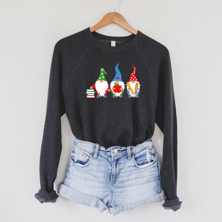 Three Gnomes School Books Pencil Apple Student Teacher For Men Women Girls Kids Raglan Sleeve Sweatshirt Three Gnomes School Books Pencil Apple Student Teacher For Men Women Girls Kids Raglan Sleeve Sweatshirt