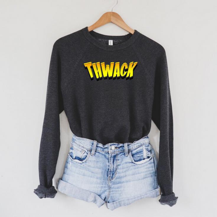 THWACK Vintage Retro Comic Book Raglan Sleeve Sweatshirt THWACK Vintage Retro Comic Book Raglan Sleeve Sweatshirt