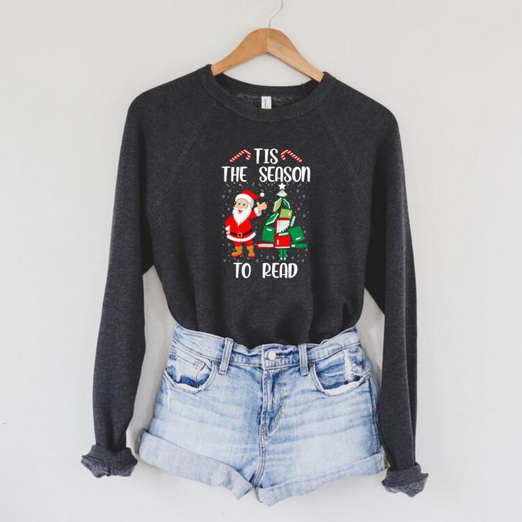 Tis The Season To Read Christmas Reindeer Book Reading Fan Raglan Sleeve Sweatshirt