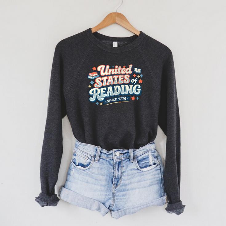 United States Of Reading Patriotic Book Lover Raglan Sleeve Sweatshirt