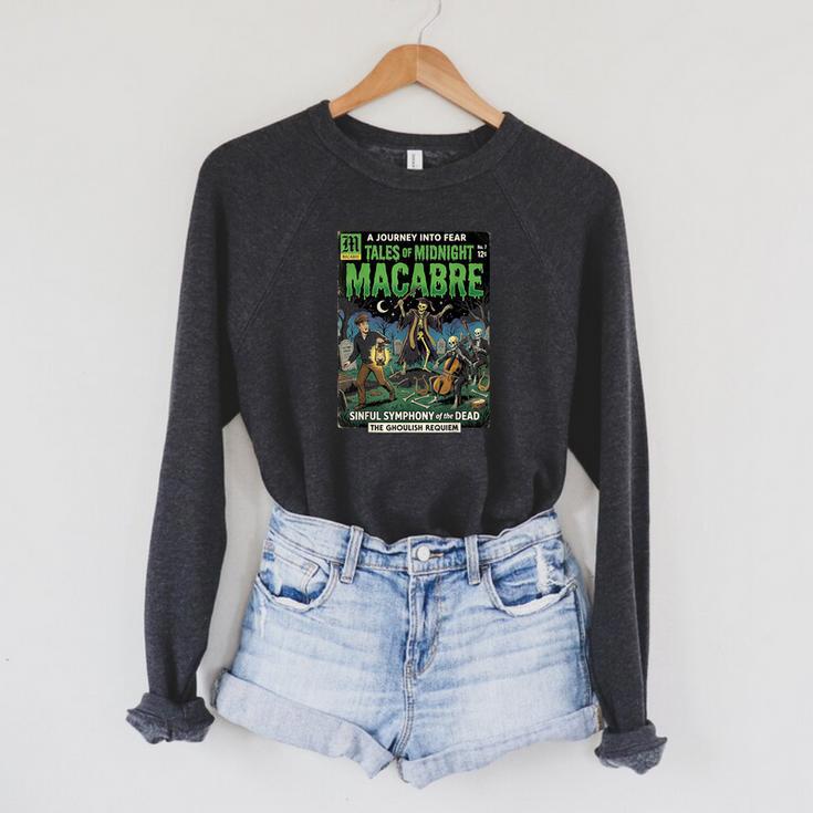 Vintage Retro Horror Comic Book Cover Skeleton Macabre Raglan Sleeve Sweatshirt