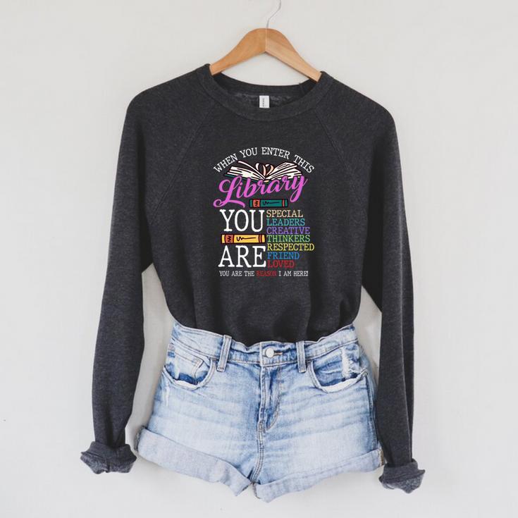 When You Enter This Library Book Reader Reading Raglan Sleeve Sweatshirt