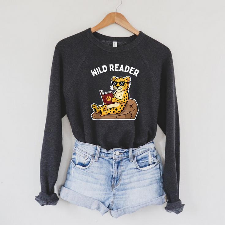 Wild Reader Cool Jaguar With Sunglasses Reading Book Kids Raglan Sleeve Sweatshirt