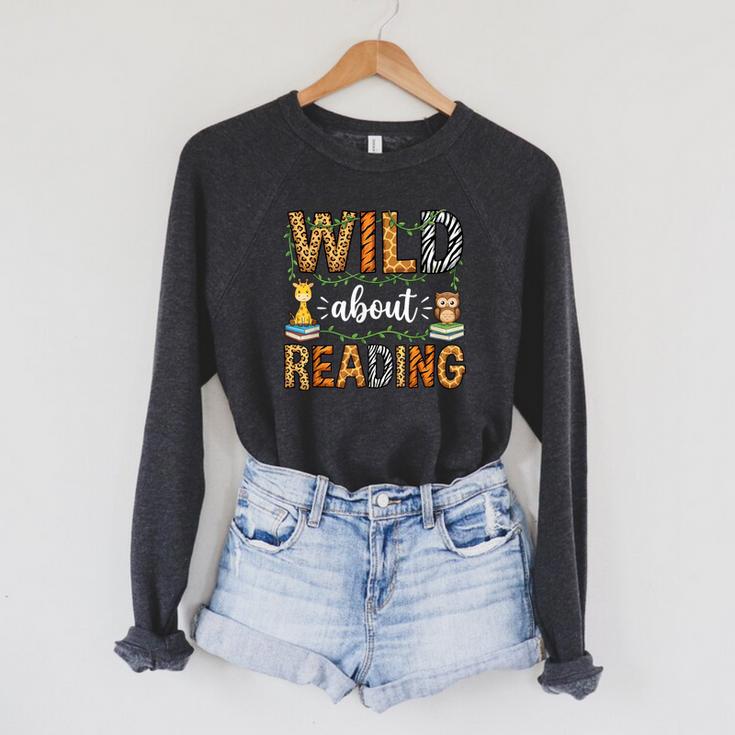 Wild About Reading Reading Books Lovers Reader Librarian Raglan Sleeve Sweatshirt Wild About Reading Reading Books Lovers Reader Librarian Raglan Sleeve Sweatshirt