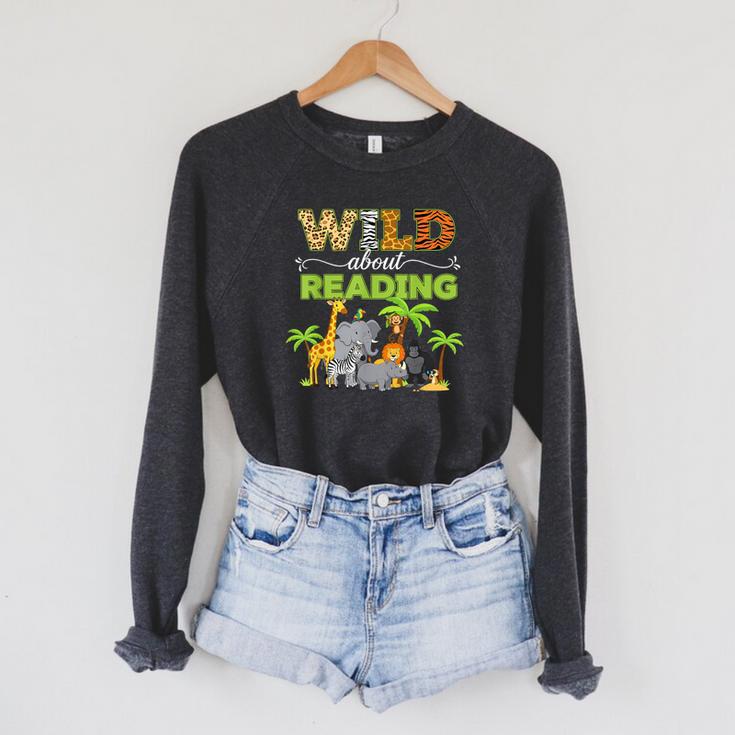 Wild About Reading Books Reader Librarian Wild Animals Lover Raglan Sleeve Sweatshirt Wild About Reading Books Reader Librarian Wild Animals Lover Raglan Sleeve Sweatshirt