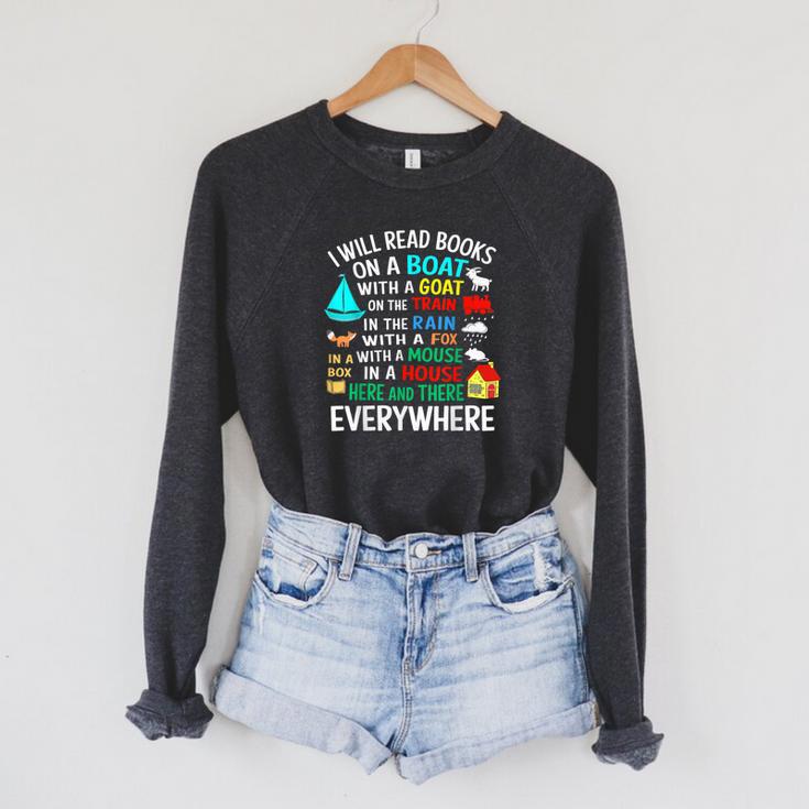I Will Read Books On A Boat & Everywhere Raglan Sleeve Sweatshirt