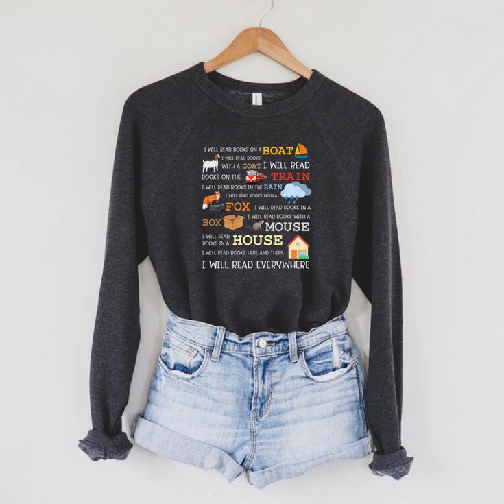 I Will Read Books On a Boat & Everywhere Reading Raglan Sleeve Sweatshirt