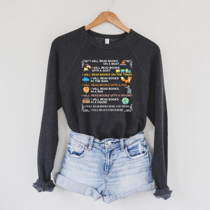 I Will Read Books On a Boat & Everywhere Reading T-Shirt Raglan Sleeve Sweatshirt I Will Read Books On a Boat & Everywhere Reading T-Shirt Raglan Sleeve Sweatshirt