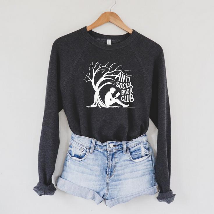 Women's Anti Social Book Club Introvert Reader Bibliophile Raglan Sleeve Sweatshirt