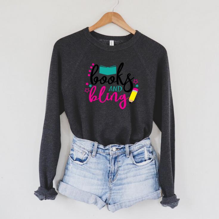 Books And Bling Raglan Sleeve Sweatshirt