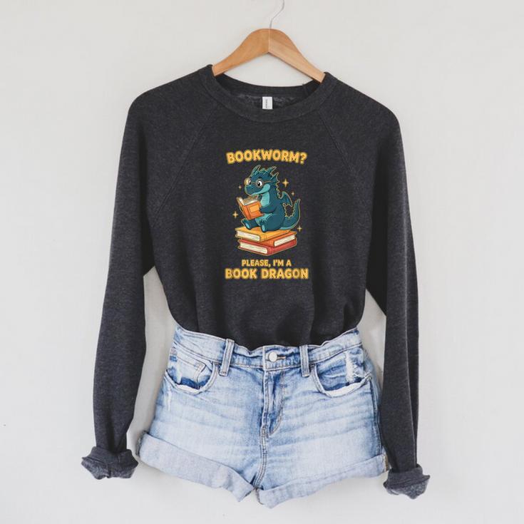 Bookworm Please I'm A Book Dragon Reading For Men Raglan Sleeve Sweatshirt