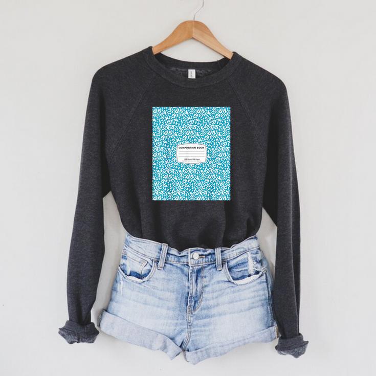 Classic Sky Blue Composition Book School Book Teachers Raglan Sleeve Sweatshirt