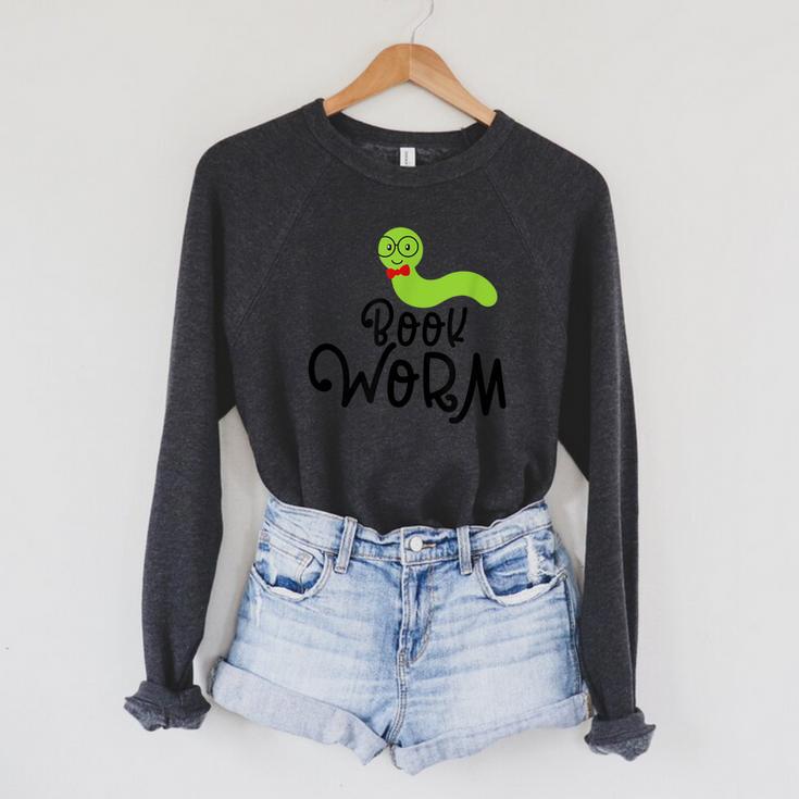 Cute Book Worm Reading Lovers Raglan Sleeve Sweatshirt
