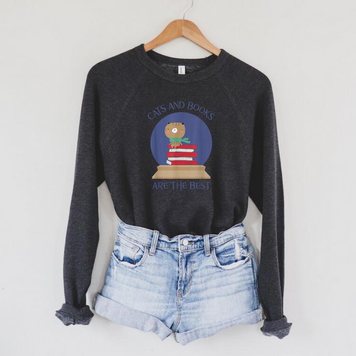 Cute CATS AND BOOKS ARE THE BEST SNOW GLOBE Raglan Sleeve Sweatshirt