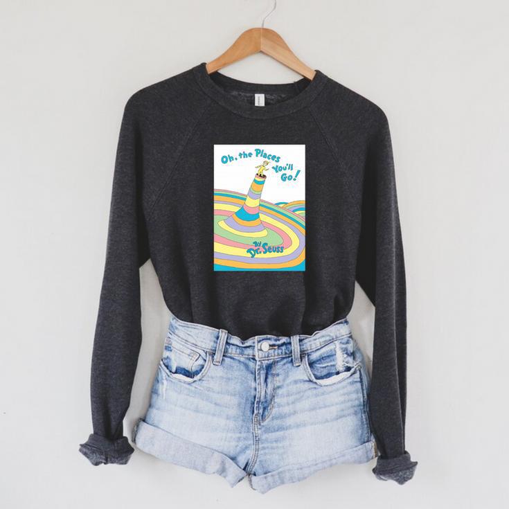 Dr Seuss Oh The Places You'Ll Go Book Cover Premium Tri-Blend Raglan Sleeve Sweatshirt