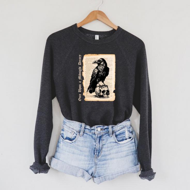 Edgar Allan Poe Raven Gothic Book Lover Raglan Sleeve Sweatshirt