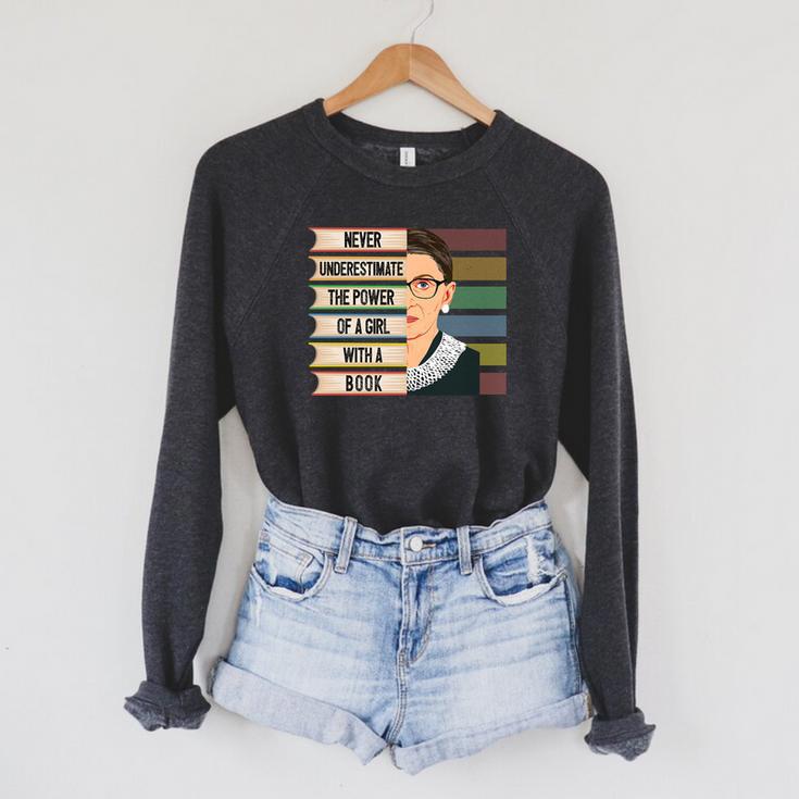 Feminist Ruth Bader Ginsburg RBG Quote Girl With Book Women Premium Tri-Blend Raglan Sleeve Sweatshirt