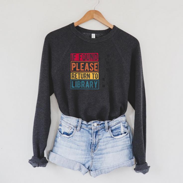 If Found Please Return To Library Retro Book Library Raglan Sleeve Sweatshirt