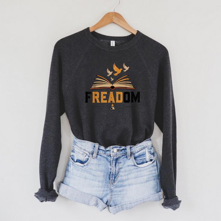 Freadom Anti Banned Books Lovers Reading Librarian Bookworm Raglan Sleeve Sweatshirt