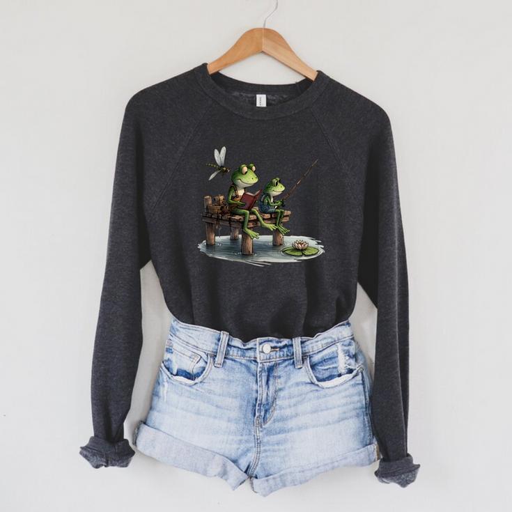 Frog Toad Fishing Vintage Classic Book Frog Raglan Sleeve Sweatshirt