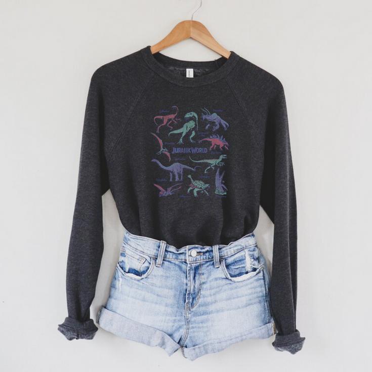 Jurassic World Dinosaurs Textbook Page Raglan Sleeve Sweatshirt