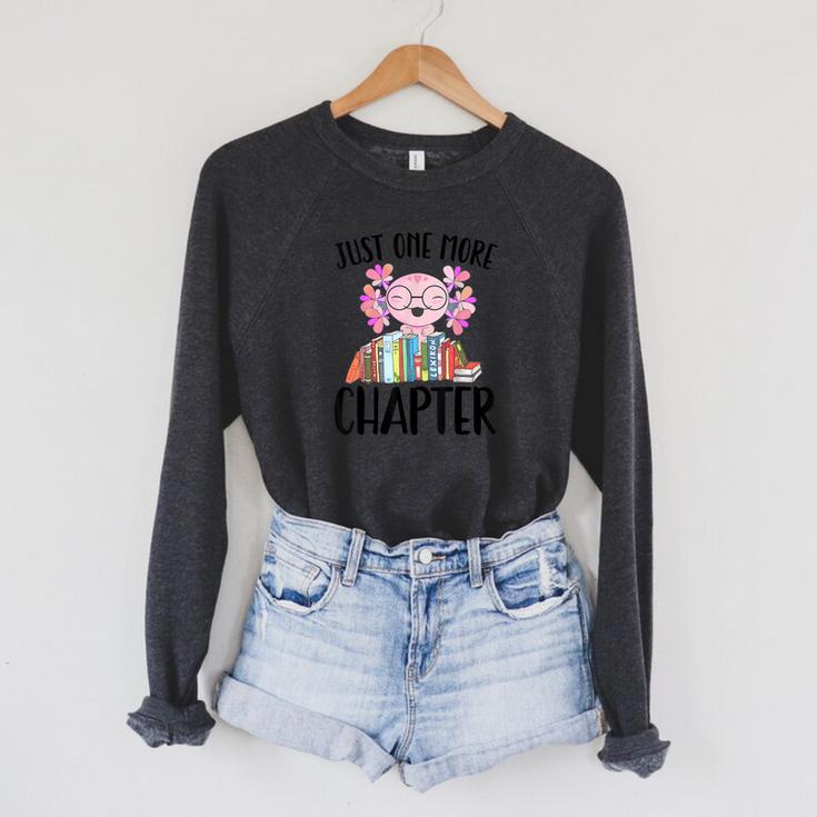 Just One More Chapter Book Lover Librarian Teacher Men Women Kids Raglan Sleeve Sweatshirt